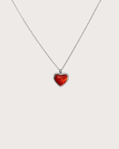 Carnelian Stone Heart Necklace – Bold Love