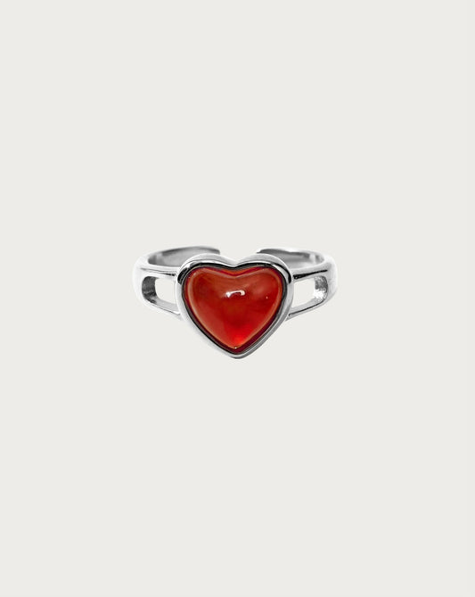 Carnelian Heart Ring in Silver – Passionate Charm