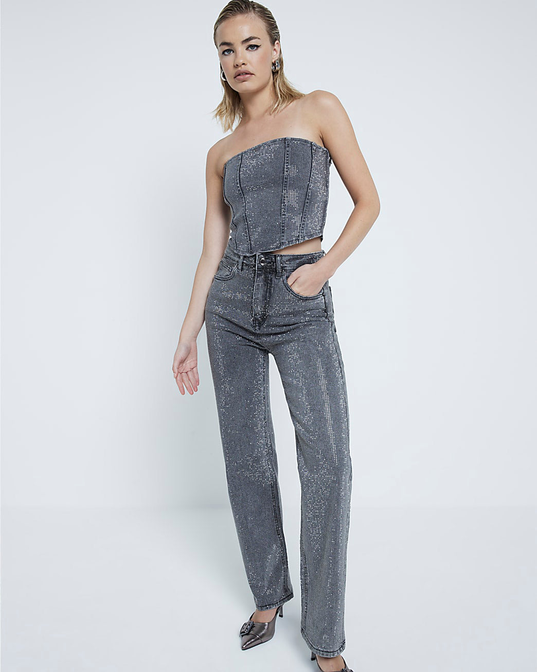 Sparkling Glow Corset & Jeans Set