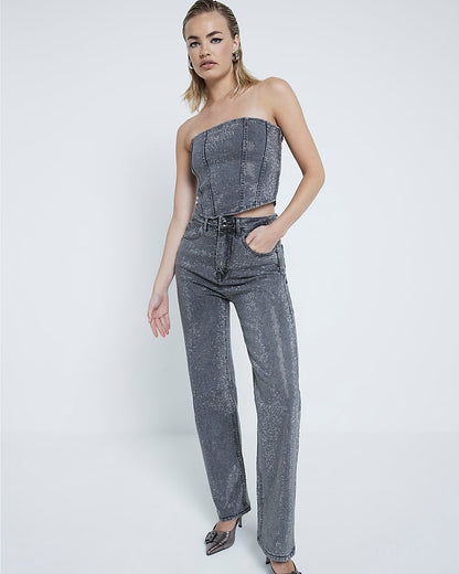 Sparkling Glow Corset & Jeans Set
