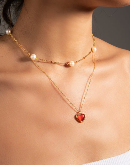 Carnelian Stone Heart Necklace – Bold Love