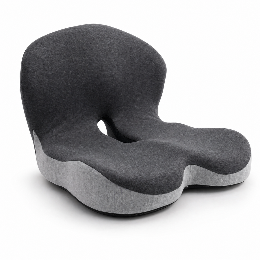Celinva one-piece cushion: built-in lower-back support panel plus contoured seat with tailbone cut-out