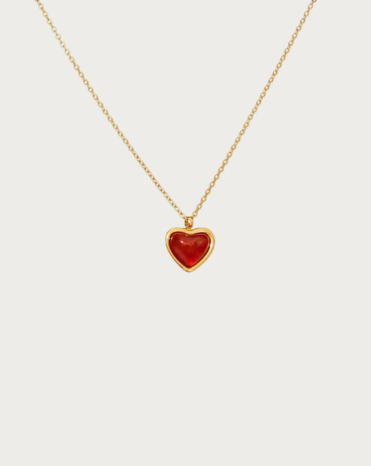 Carnelian Stone Heart Necklace – Bold Love