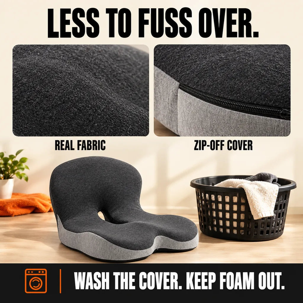 Generated fabric-and-zipper care gallery graphic with cover-only washing instructions.