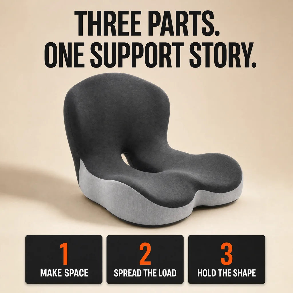 Three-step support infographic: make space, spread the load, hold the shape.
