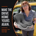 Illustrative woman holding CELINVA beside a parked car, focused on the everyday drive home.